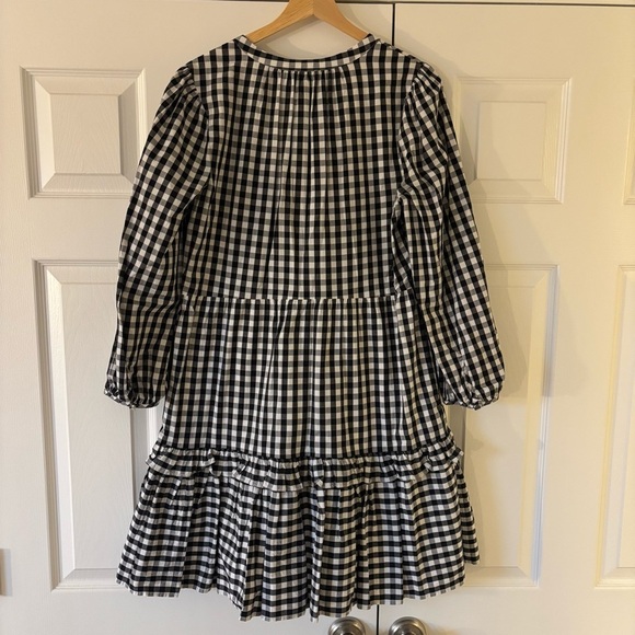 J. Crew Cotton Poplin Tiered Ruffle Mini Dress Black White Ruffled Gingham S - Picture 8 of 8